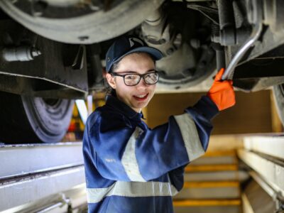 Trainee Mechanical Technician at Derry City and Strabane District Council, Niamh Watson, at work at Council’s Fleet Depot at Skeoge Industrial Estate