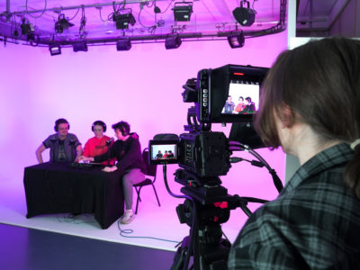 students in a TV studio