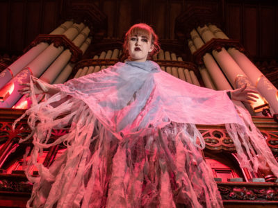 NWRC student in Halloween makeup and costume