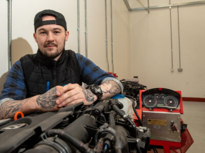 Man pictured in motor vehicle garage