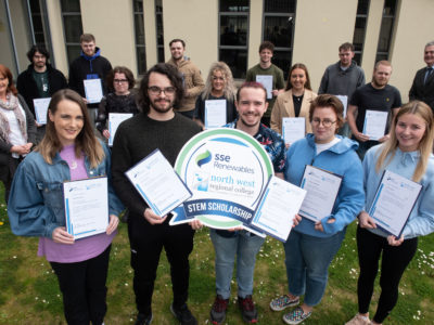 NWRC Students holding SSE Renewables Scholarship Certificates