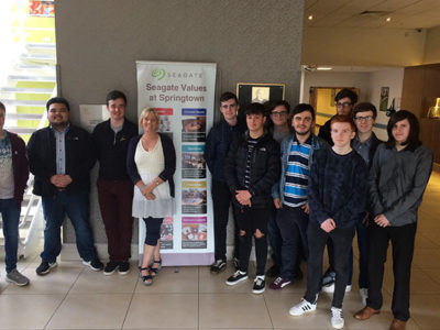 Students pictured on a site visit to Seagate as part of the Career Ready programme
